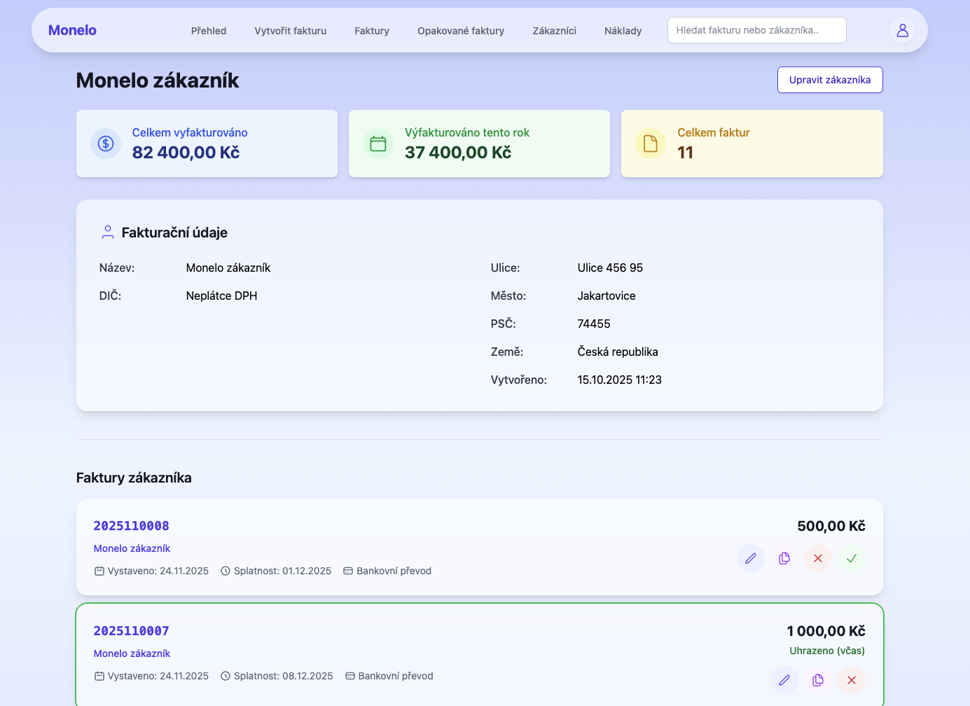 Monelo - Account settings and configuration