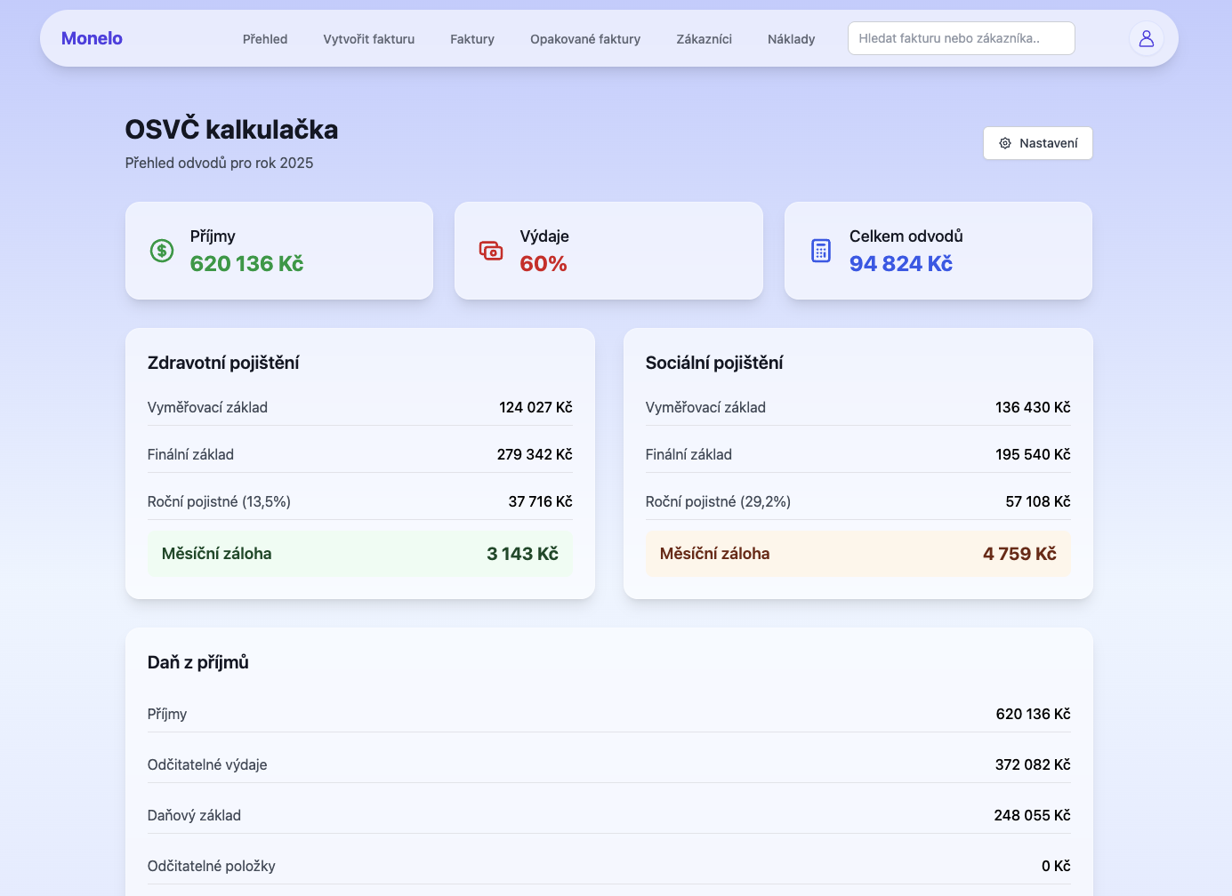 Monelo - Mobile view of the application