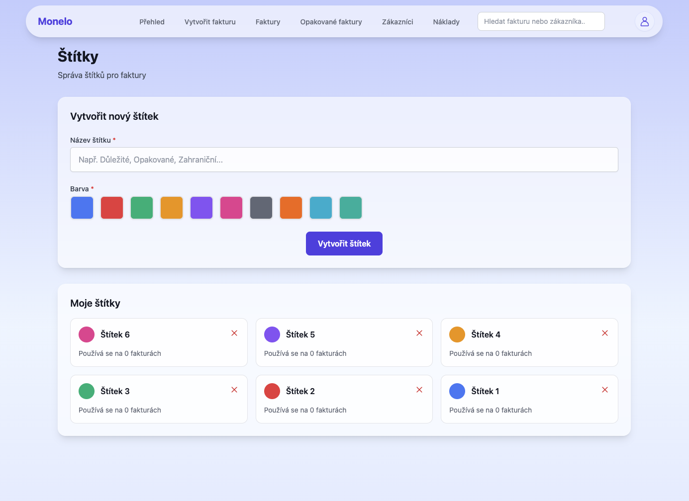 Monelo - Dashboard with statistics overview