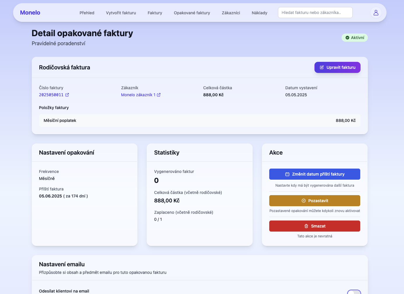 Monelo - Overview of expenses and costs